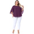 thumbnail image 3 of DARING DIVA Women's Plus Petal Sleeve Chiffon Flowy Blouse 1X Dark Purple, 3 of 6