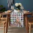 thumbnail image 2 of Bunny Easter Table Runner - 120 Inch Long, Kitchen Dining Table Runner Dresser Scarves, Rabbit Black White Plaid Farmhouse Farmhouse Decor for Coffee Tables Wedding Party Banquet, 2 of 8