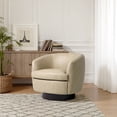 thumbnail image 7 of UIXE Swivel Barrel Accent Chair, Comfy Modern Upholstered Round Faux Leather Reading Arm Chair for Living Room, Bedroom (Cream, Set of 1), 7 of 7