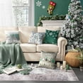 thumbnail image 5 of Phantoscope Merry Christmas Velvet Embroidered Decorative Throw Pillow, Green and Gray, 18" x 18",Set of 4, 5 of 6