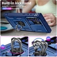 thumbnail image 3 of Design for Samsung Galaxy S24 Ultra Phone Case with Camera Lens Ring Holder Kickstand Heavy Duty Rugged Shockproof Military Grade Bumper Protective Cover for Women Men Girls 6.8 inch Blue, 3 of 14