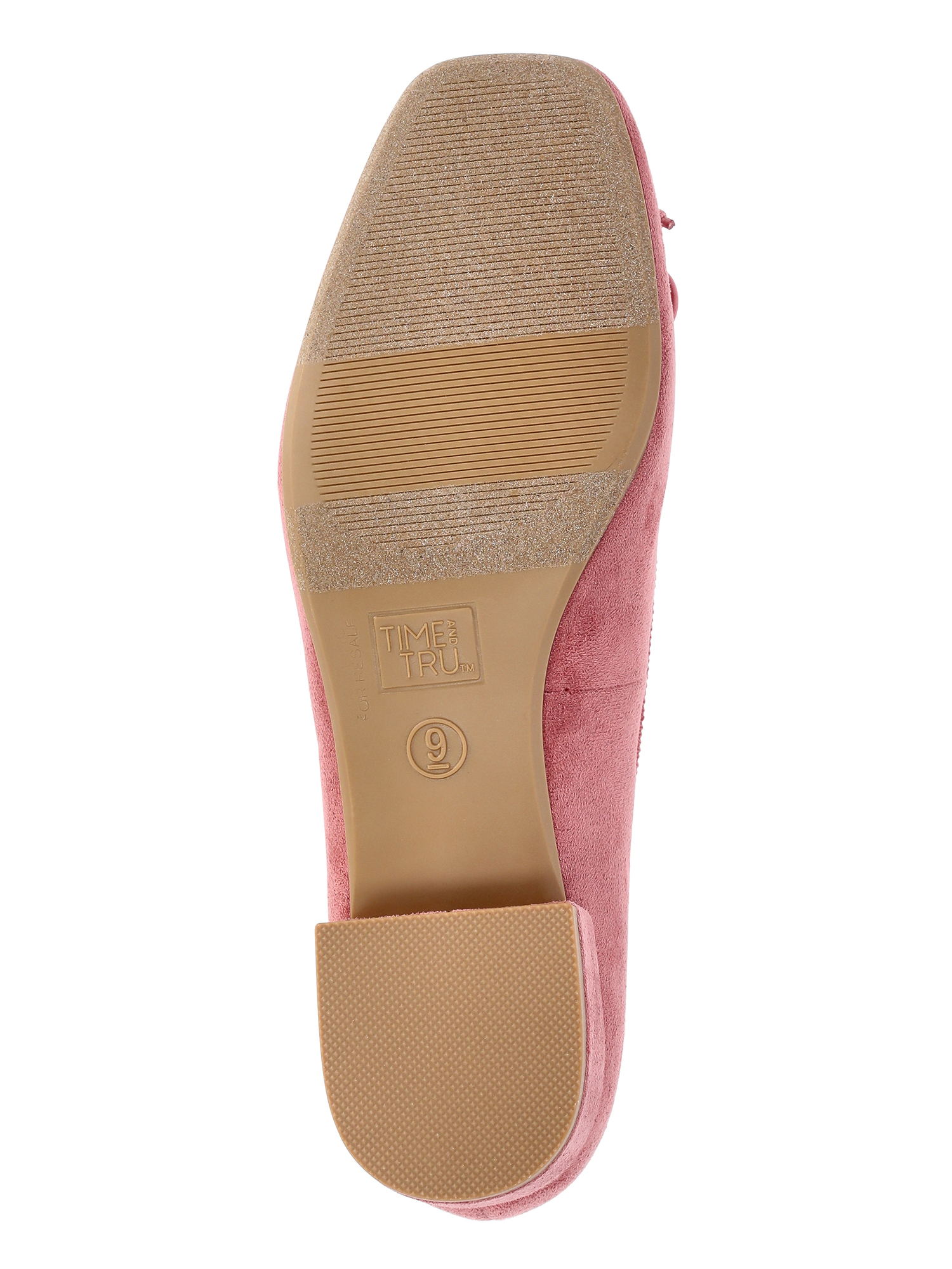 Time and Tru Women's String Bow Block Heel Ballet Shoes, Wide Width Available