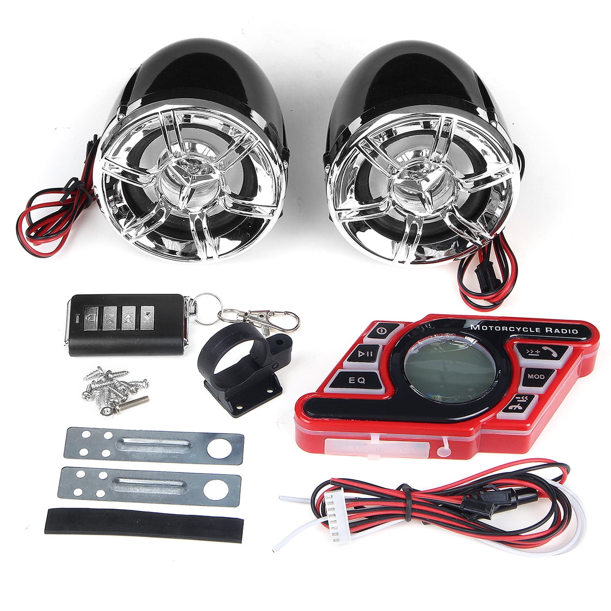 12V Motorcycle Audio Sound System MP3 USB Radio Stereo Speaker w/ Amplifier Kit 