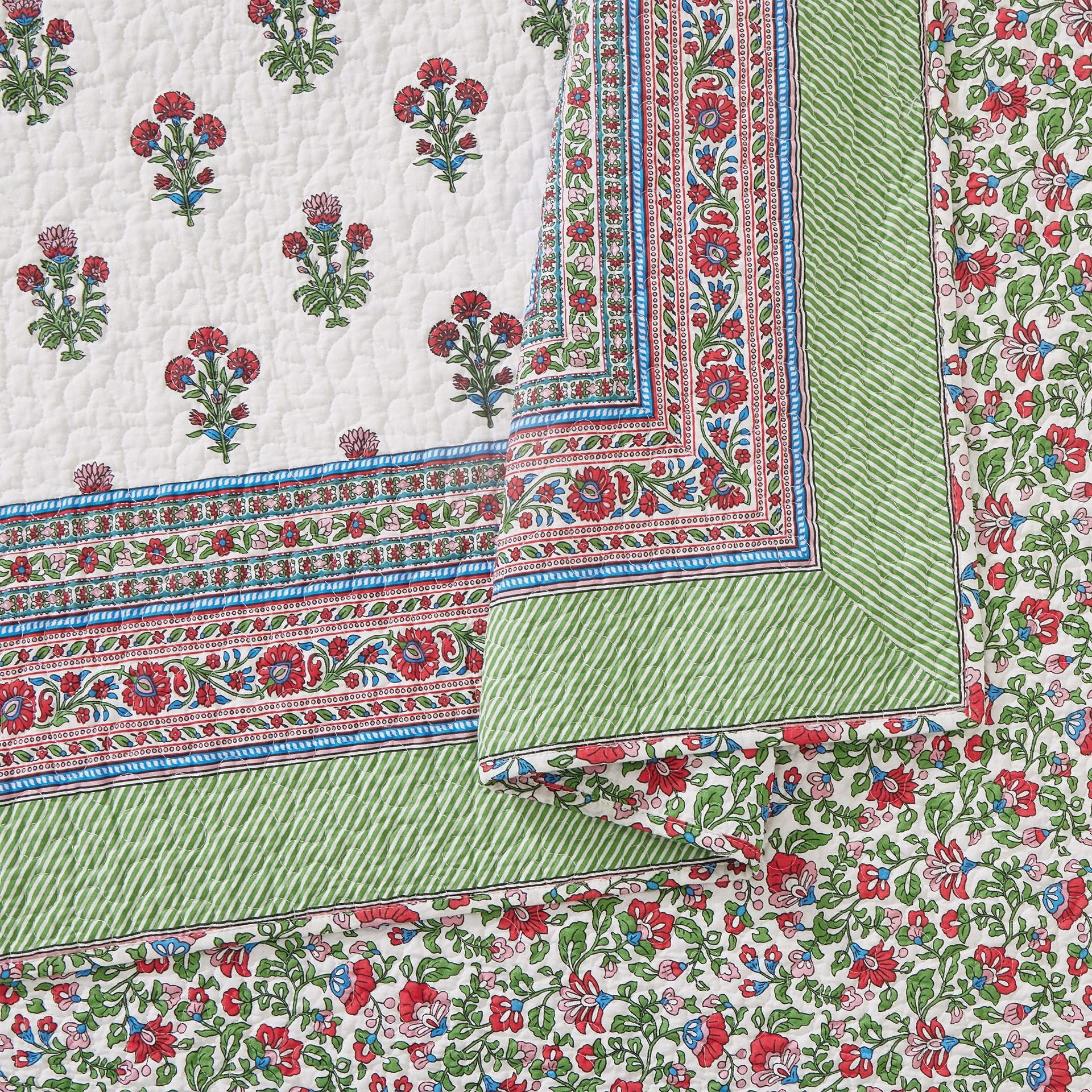 Serena Floral Cotton Reversible 3-Piece Full/Queen Quilt Set - Multi, All Ages