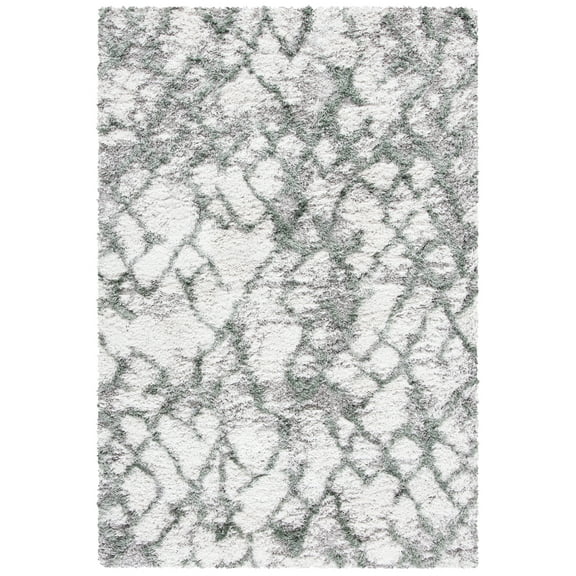 SAFAVIEH Horizon Milica Abstract Shag Area Rug, Ivory/Green, 5'3" x 7'7"