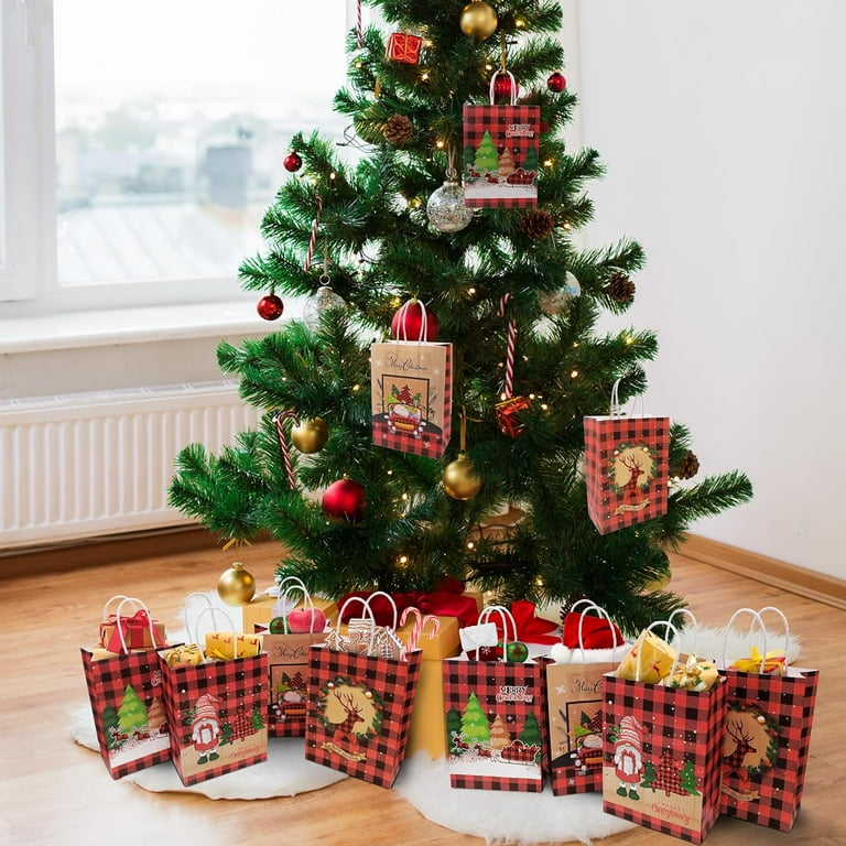 TUONITO Christmas Gifts Bags, 24 Pack Small Size Kraft Paper Bags