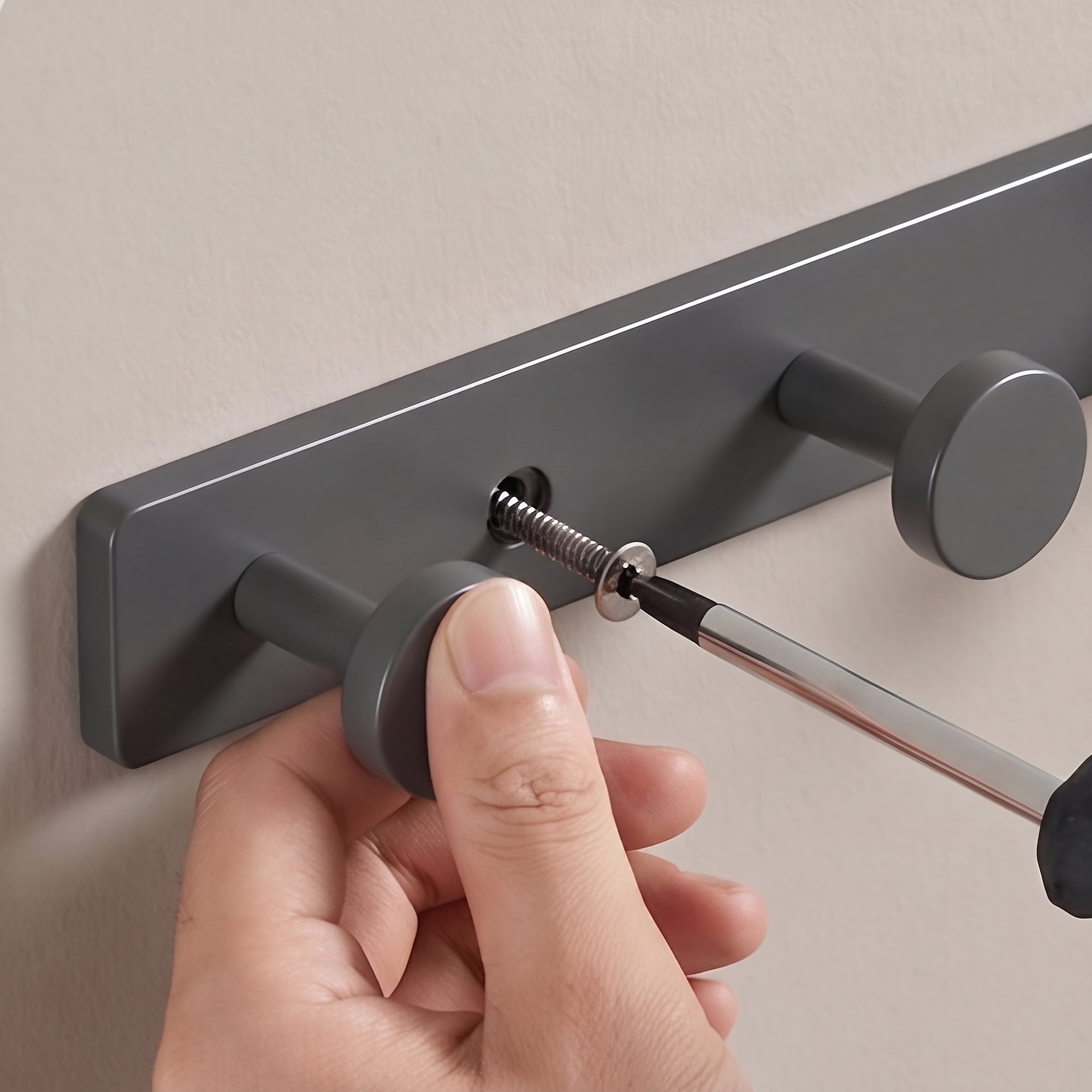 Unique Bargains Coat Rack Wall Mount Aluminum Hook Hat Rack for Entryway Gray 13" x 1.2"