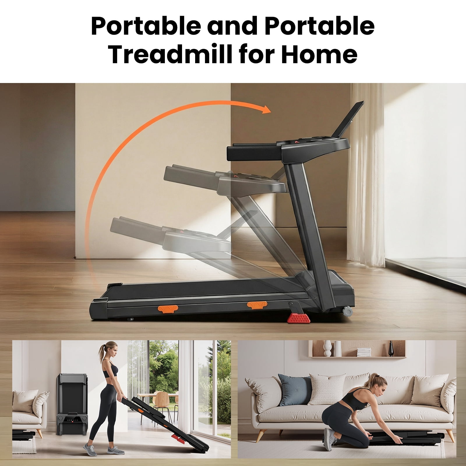 ROBORE Electric Foldable Treadmill SF10, 12% Incline, 7.5mph,3.0 HP Motor and LED Display