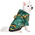 thumbnail image 2 of Goofa Emerald Color Gold Marble Pattern Small Dog Sweater Hoodies Pet Grey Hooded Soft Fleece Sweatshirts with Pocket Fall Winter Puppy Cat Sweaters Warm Clothes-Large, 2 of 8