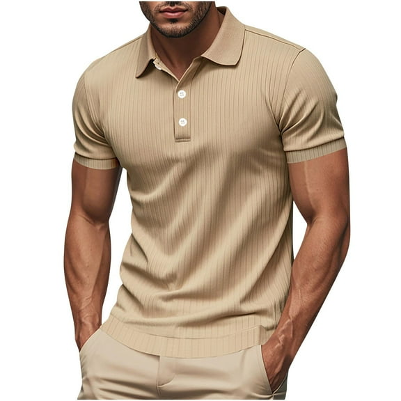 Mens Polo Shirts Short Sleeve Casual Retro Summer T-Shirts Soft Knitted Classic Polo Tees