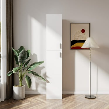 Freestanding Cabinet with Inadjustable Shelves and two Doors for Kitchen, Dining Room, White 65045