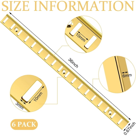 qewtrs Yaocom 6 Pcs 36 Inch Shelf Pilaster metal Mortise Mount Pilaster Strip Adjustable Shelf Standards for Wall Shelving System Closet Organization Storage (Bronze) gtr