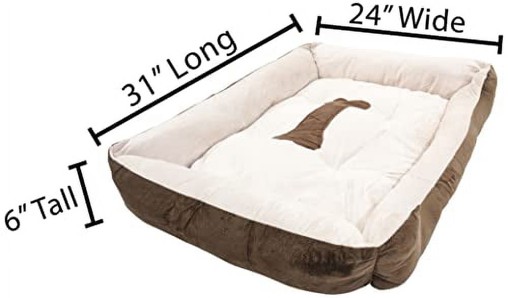 Large 31"×24" Luxury Pet Bed for Dogs or Cats - Super Soft, Machine Washable, Waterproof Non-Slip Underside, Low Front Wall for Easy Entering & Exiting