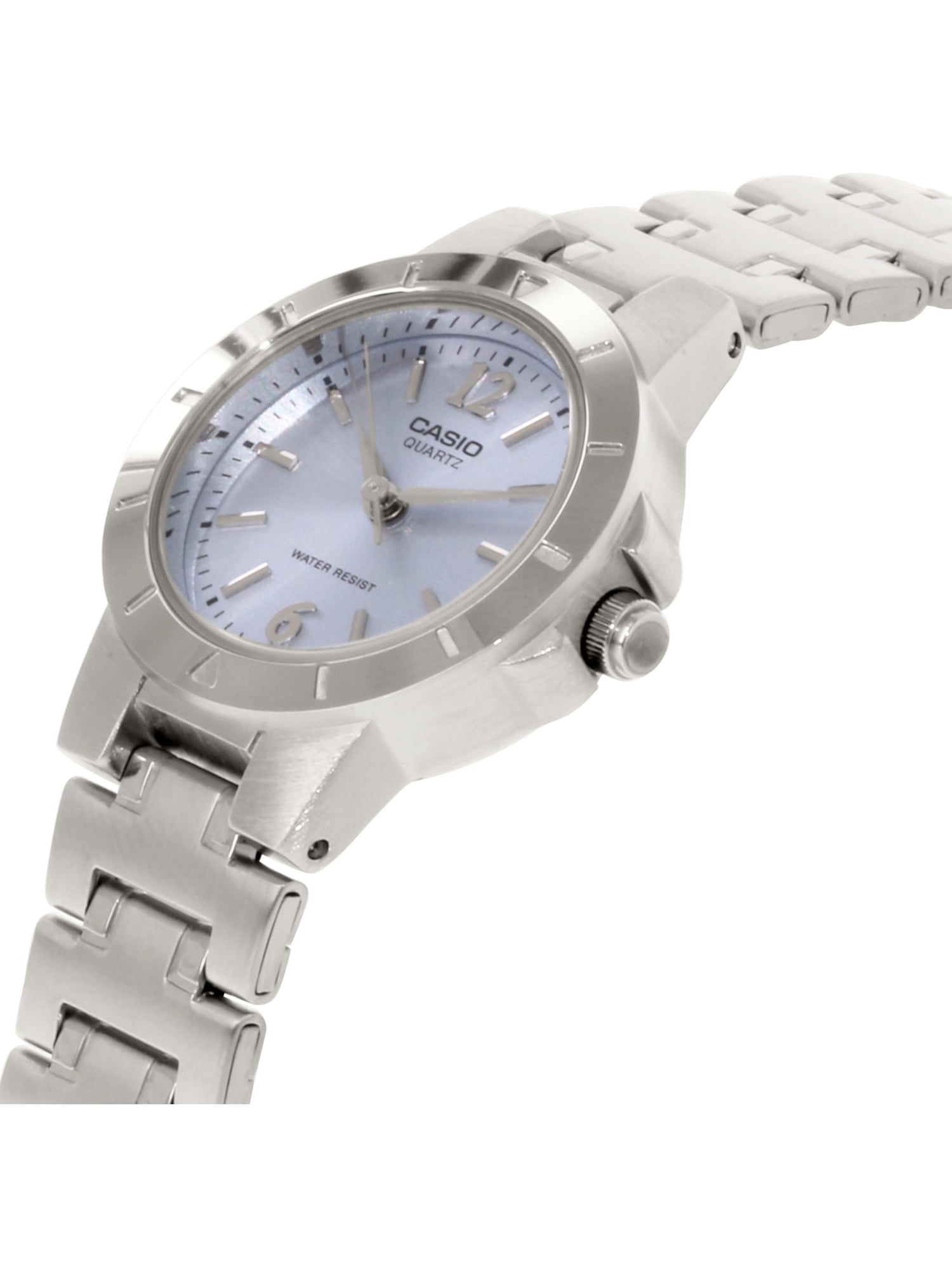 Casio Stainless Steel Ladies Blue Analog Metal Silver Watch LTP-1177A-2A