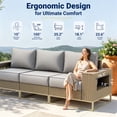 thumbnail image 3 of Muphyers 9 Piece Patio Furniture Conversation Set, 43 Inch 55,000 Aluminum Propane Fire Pit Table, All-Weather Wicker Rattan Sectional Sofa, Wooden Table, Wide Armrests for Deck Garden Yard,Brown, 3 of 14