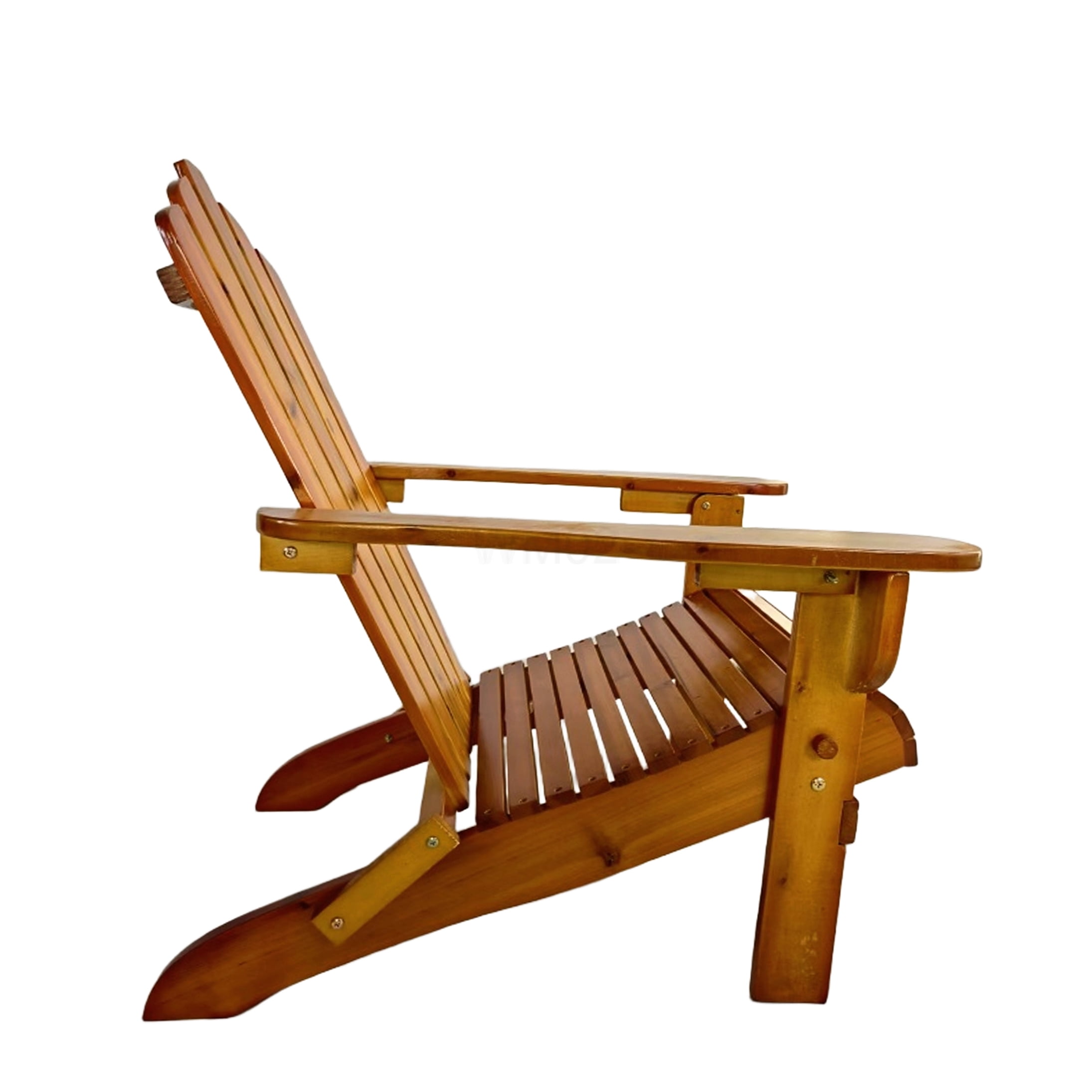 COSMOS Oak Foldable Adirondack Chair for Patio or Garden, Solid Hardwood Outdoor Lounge Chair with Wide Armrests