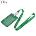 thumbnail image 3 of Uxcell 4.3"x2.7" ABS Vertical Slide Cover ID Badge Holders with Lanyard Green 2Pack, 3 of 6