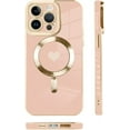 thumbnail image 5 of for iPhone 14 Pro Max Case [Support Magsafe] Love Heart Pattern Magnetic Plating Electroplate Luxury Elegant Case Camera Protector Soft TPU Shockproof Protective Corner Back Cover -Pink, 5 of 12