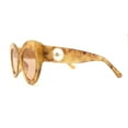 thumbnail image 3 of Womens Thick Plastic Large Pearl Jewel Trim Cat Eye Sunglasses Beige Marble Light Brown, 3 of 4