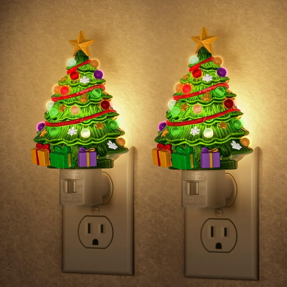 Luz Nocturna Briignite Árbol de Navidad 3000K Enchufable Paquete de 2