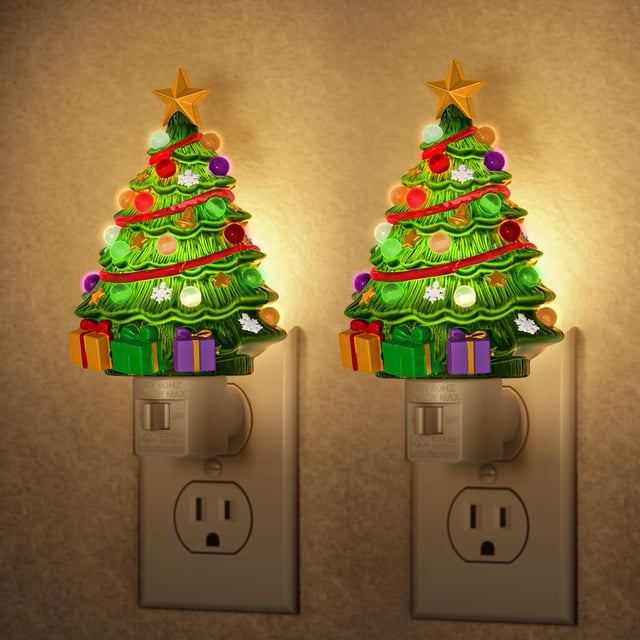 Luz Nocturna Briignite Árbol de Navidad 3000K Enchufable Paquete de 2