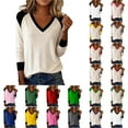 thumbnail image 7 of FAIWAD Womens Long Sleeve Tops Casual V Neck Color Block Tunic Tops Classic Going Out Blouses, 7 of 7