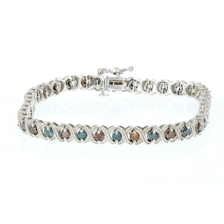 3 Ct Blue And Red Diamond Xoxo Bracelet 10k White Gold 3 Ct Blue And Red Diamond Xoxo Bracelet 10k White Gold