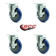 thumbnail image 2 of 5 Inch Blue Polyurethane Wheel Swivel Top Plate Caster Set with Brake SCC, 2 of 2