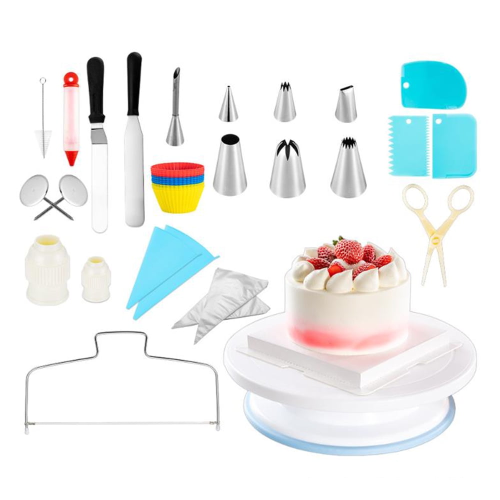 Cake Decorating Supplies 11 Inch Rotating Cake Turntable with Cake Shovel,Cake Board,2 Angled Icing Spatulas Cake Leveler 3 Comb Icing Smoother