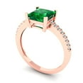 thumbnail image 2 of Clara Pucci 14K Rose Gold Solid Gold Emerald Solitaire with Accents Anniversary Ring for Women - 1.62 cttw Princess Cut, 2 of 8