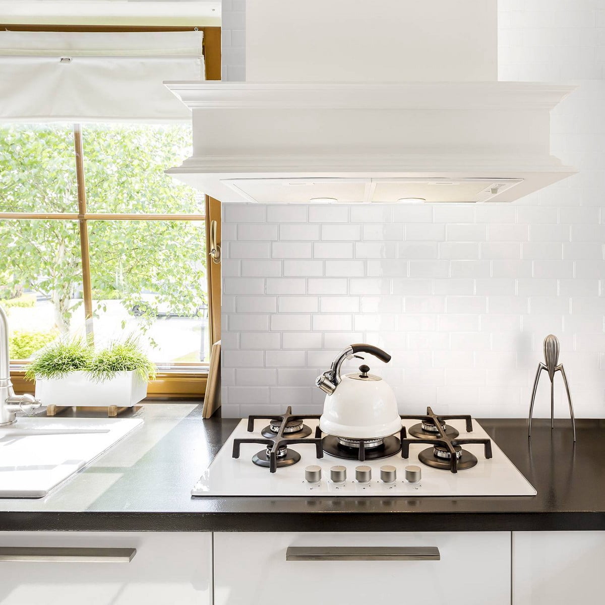 11.56'' X 8.38'' Self Adhesive 3D Peel and Stick Backsplash Tiles White: Vinyl, Classic Pattern, Peelable
