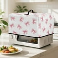 thumbnail image 2 of TSOVTHRID Pink Bowknot White Print Microwave Oven Dust Cover Dust-Proof Heavy Duty Microwave Oven Cover with Handle Decor Accessories for Kitchen, 18.25"W x 14.5"D x 11"H, S, 2 of 7