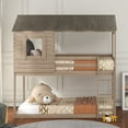 thumbnail image 2 of Bunk Bed Twin Over Twin, Wood Loft Bed with Roof, Window, Guardrail, Ladder, No Box Spring Needed, 2 of 8