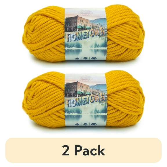 (2 pack) Lion Brand Yarn Hometown Madison Mustard 135-159 Super Bulky Acrylic Yarn