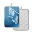 thumbnail image 2 of 2 Pack Pot Holders for Kitchen Heat Resistant Hot Pads Sets for Cooking Baking Abstract Blue and White Butterfly, 2 of 7