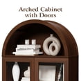 thumbnail image 4 of Aisword 71" Tall Arched Bookcases, 5-Tier Modern Farmhouse Bookshelf with Adjustable Shelves & Sliding Doors, Wood Display Storage Cabinet for Living Room, Office, Walnut Withdoors, 4 of 7
