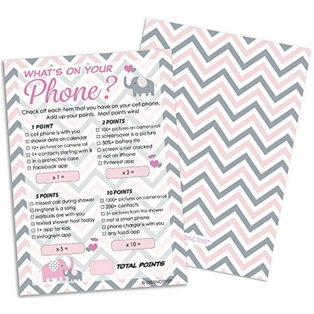 Pink Elephant Girl Baby Shower What S On Your Phone Game Cards 20 Pink Elephant Girl Baby Shower What S On Your Phone Game Cards 20