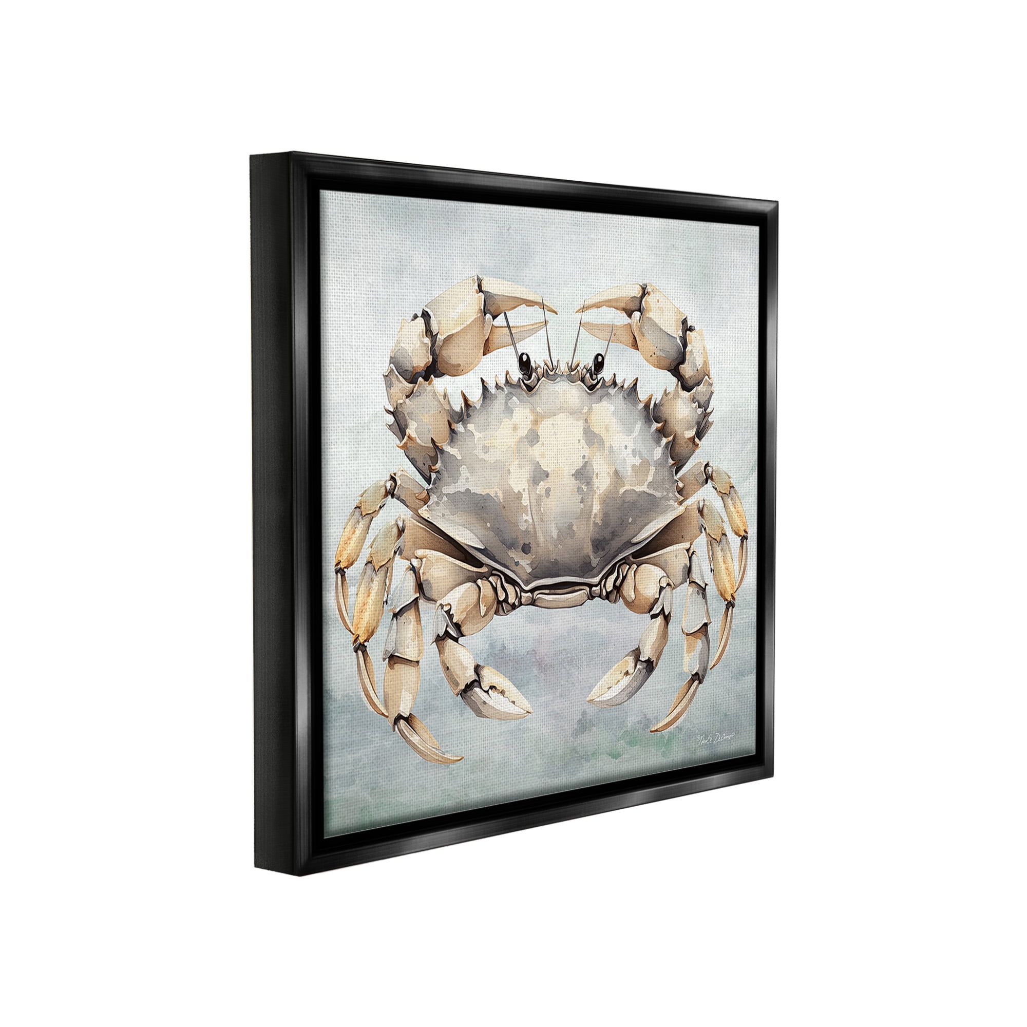 Stupell Industries Detailed Sea Crab Animals & Insects Painting Black Floater Framed Canvas Art Print Wall Art, 25 x 25