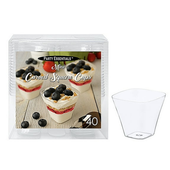 1 - Party Essentials 3.5 Oz. Mini Curved Square Cups - Clear 40 Ct.