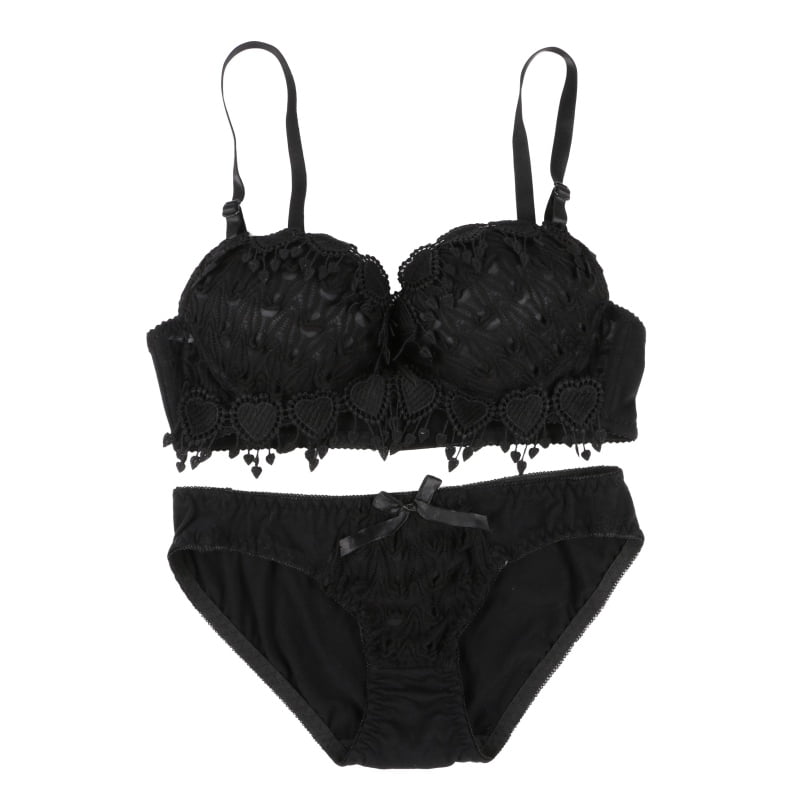 Black Satin-Lace push-up Bra & Panty set Size 30B US