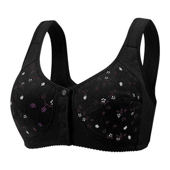 Kelon Bras for Women Supportive Wireless Push Up Bra Full Coverage No Underwear Seamless Plus Size for Older Women Black