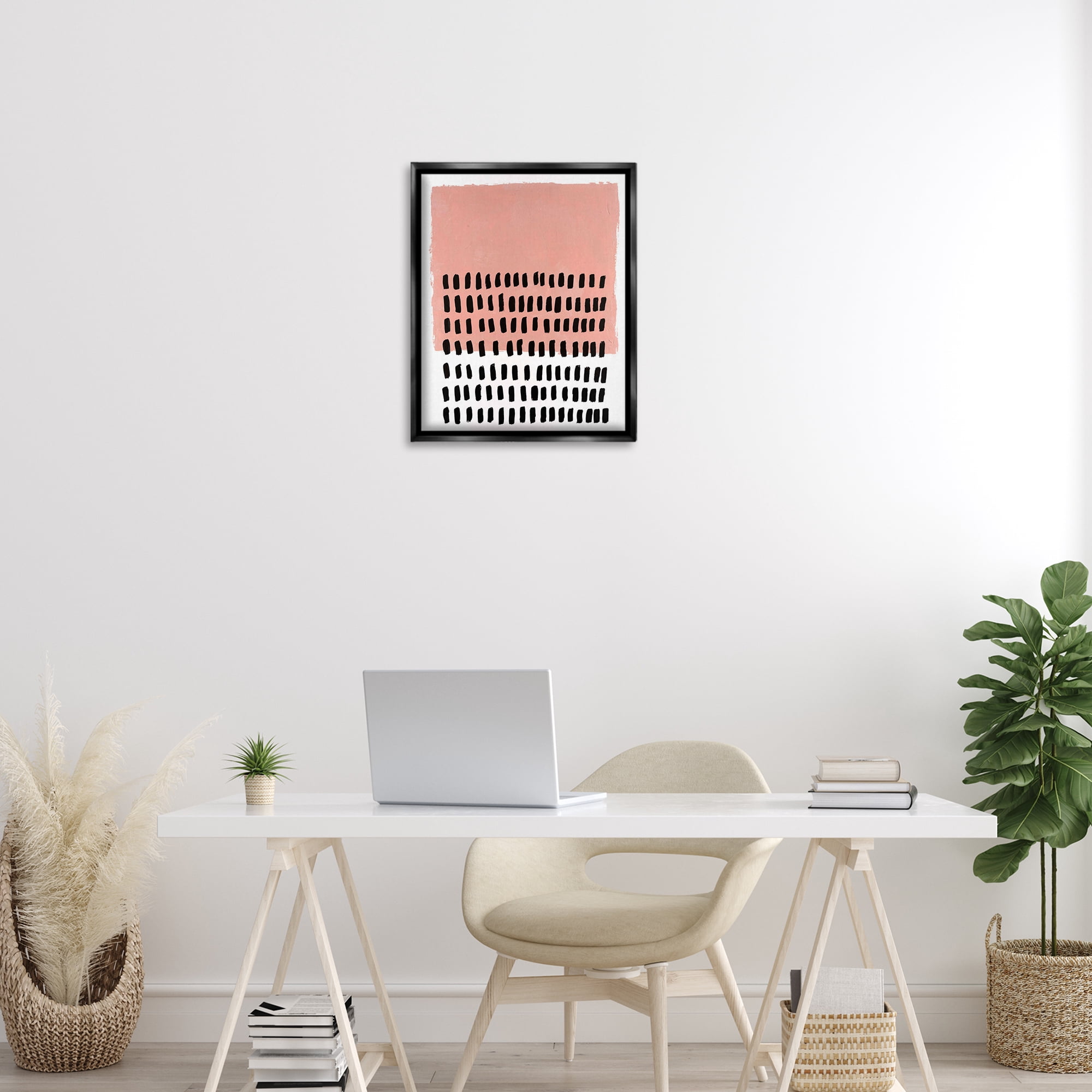 Stupell Industries Pink Dotted Pattern Abstract Painting Black Floater Framed Canvas Art Print Wall Art, 17 x 21