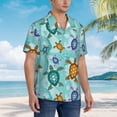 thumbnail image 3 of Sikiie Turtles And Sea Print Men's Hawaiian Shirt, Summer Beach Button Pocket Short Sleeve T-Shirt,XX-Large, 3 of 7
