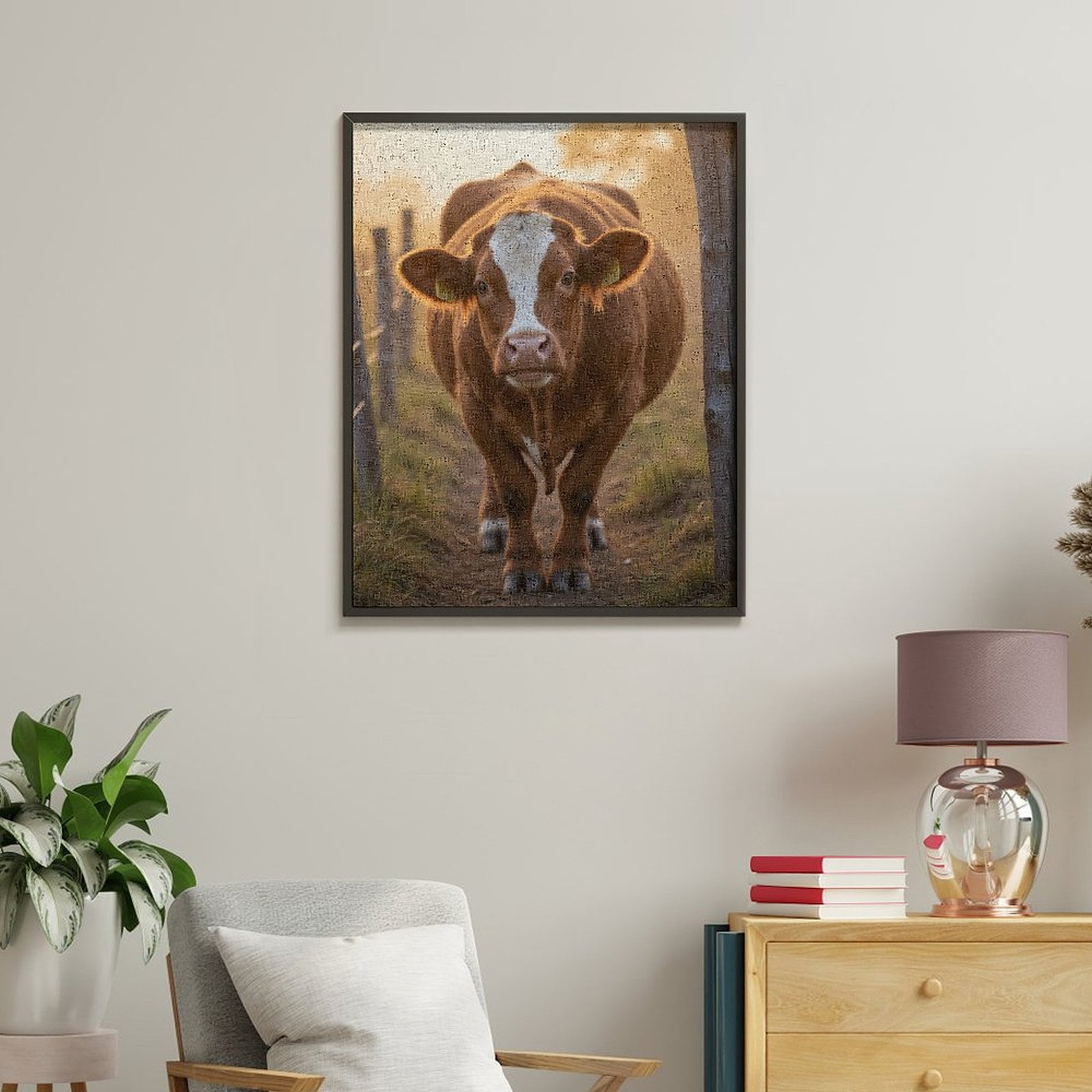 Paint by Numbers Kit for Adults, Sunlit Pasture Cow Pathway Paint by Numbers, Easy Paint by Numbers Kit for Adults Beginner, DIY Adult Paint by Number Kits on Canvas, Home Decor