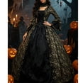thumbnail image 2 of Womens Victorian Dresses Plus Size Maxi Renaissance Dresses Lace up Flare Sleeve Vintage Cocktail Dress Medieval Halloween Costumes Evening Party Gowns, 2 of 6