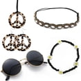 thumbnail image 1 of Gafas de carnaval hippies bohemias y pendientes con el logotipo del símbolo de la paz, collar, corona y diadema, 1 of 1