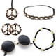 thumbnail image 1 of Gafas de carnaval hippies bohemias y pendientes con el logotipo del símbolo de la paz, collar, corona y diadema, 1 of 6
