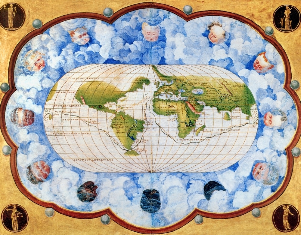 World Map. /Nbattista Agnese'S Map Of The World, Tracing The Spanish ...