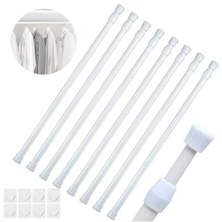 NAISHIER 8 Pcs Spring Tension Curtain Rod 28 to 48 Inch White Tension Rod Adjustable Curtain Rod Non Slip Curtain Tension Rod No Drill Spring Curtain Rod for Window?Bathroom?Doorway
