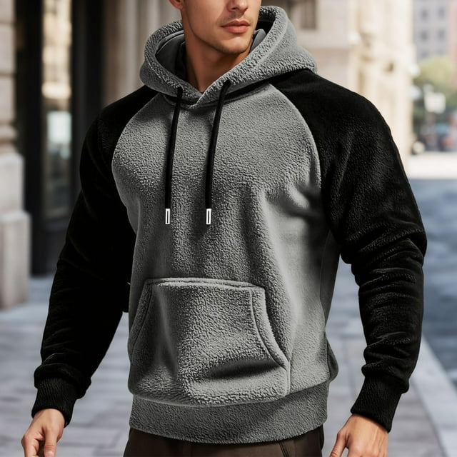 WILLBEST Sudadera con Capucha y Forro Europeo para Hombre, Otoño/Invierno, con Bloqueo De Color y Extra XGrande